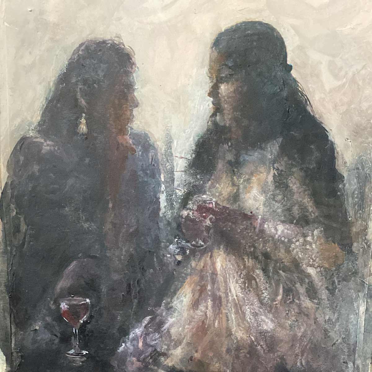 Two Girl With Red Wine