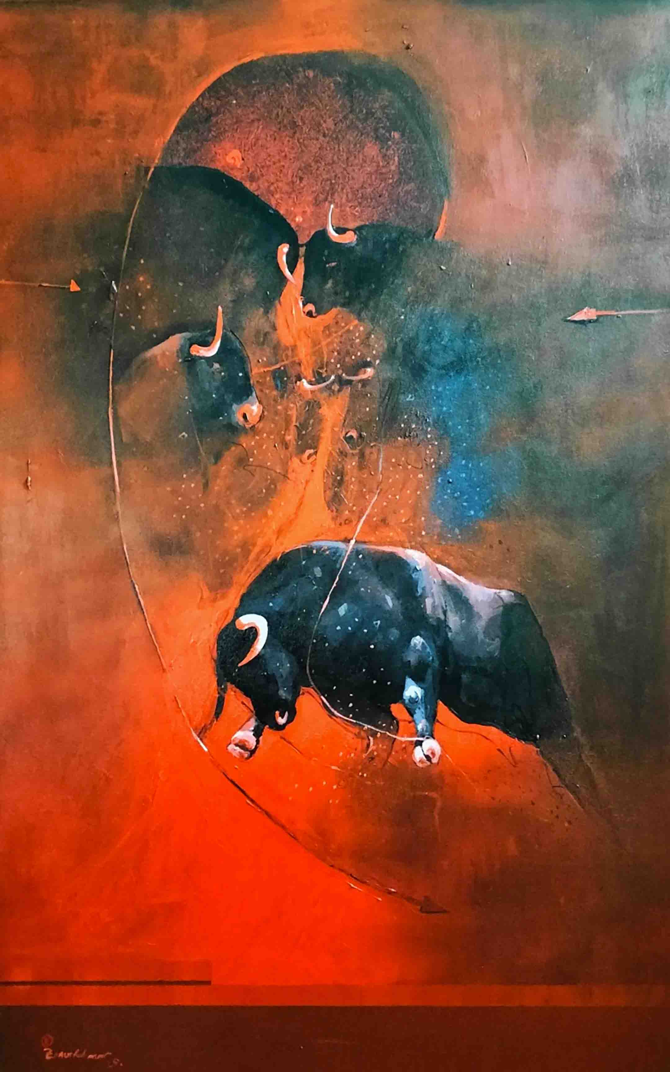 Moving Bull In Nature