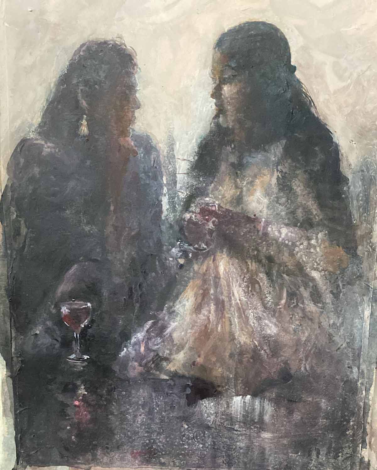 Two Girl With Red Wine